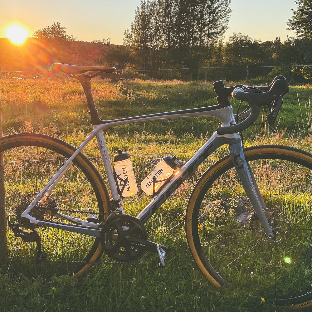 Elnas cykel vid en hage med solljus